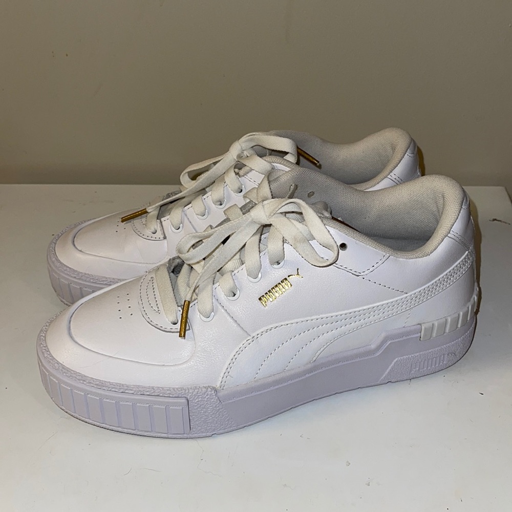 PUMA White Cali Leather Sneakers